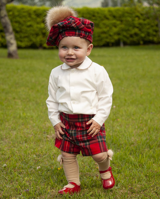 Sonata Boys Shirt Tartan Shorts Set (Made to order)