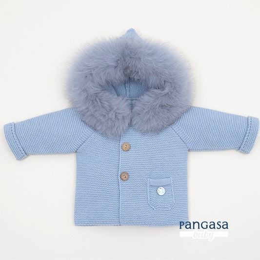 Pangasa Baby Luxury Fur Powder Blue Jacket - Preorder