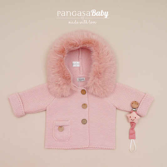 Pangasa Baby Luxury Faux Fur Powder Pink Jacket - Preorder