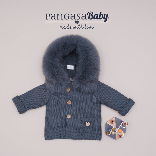 Pangasa Baby Luxury Petrol Blue Fur Jacket - Preorder