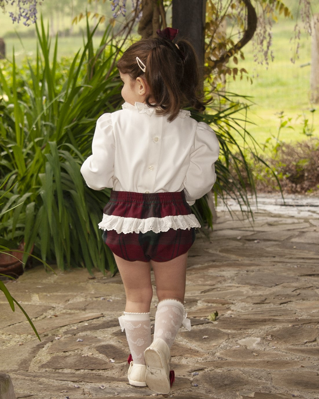 Girls Burgundy & Green Jampant Set