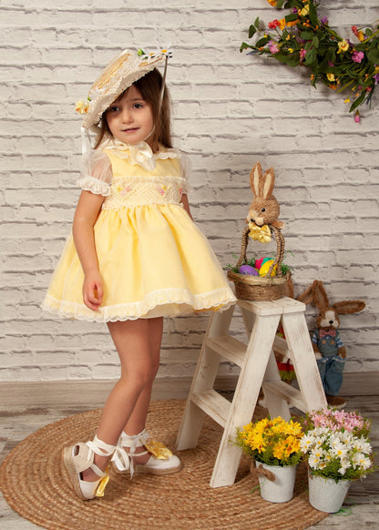 Sonata Flower Embroidered Handsmocked Dress (Made to order)