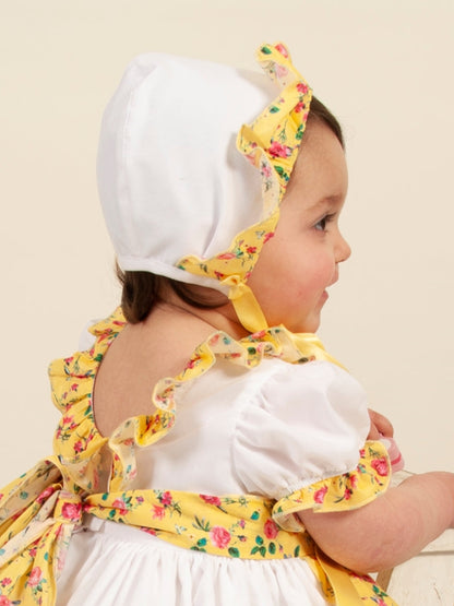 Sonata Floral Yellow Handmade Pinny Style Dress - (Made to order)