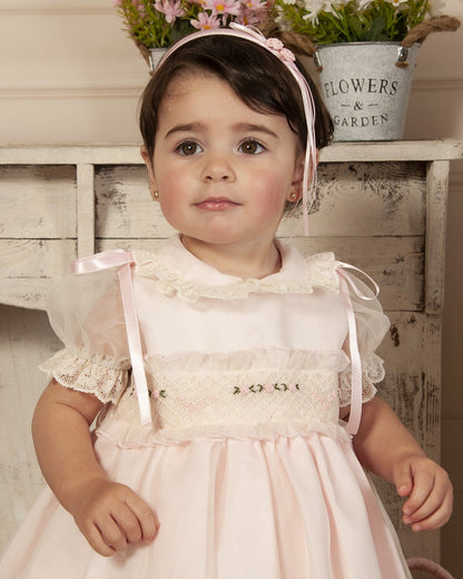 Sonata Pale Pink Smocked Dress (Made to order)