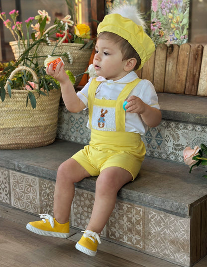 Boys Yellow Bunny Handmade Shirt & H-Bar Set - (Made To Order)