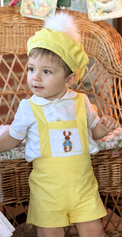 Boys Yellow Bunny Handmade Shirt & H-Bar Set - (Made To Order)