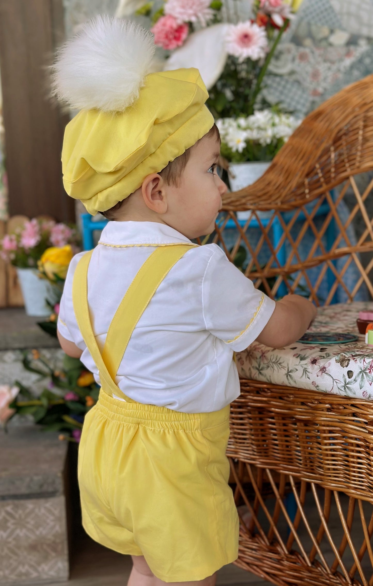 Boys Yellow Bunny Handmade Shirt & H-Bar Set - (Made To Order)