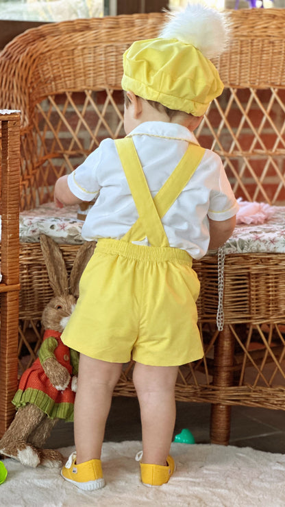 Boys Yellow Bunny Handmade Shirt & H-Bar Set - (Made To Order)