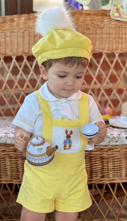 Boys Yellow Bunny Handmade Shirt & H-Bar Set - (Made To Order)