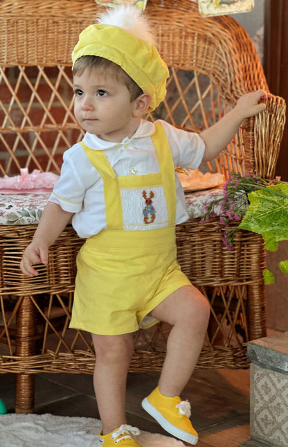 Boys Yellow Bunny Handmade Shirt & H-Bar Set - (Made To Order)