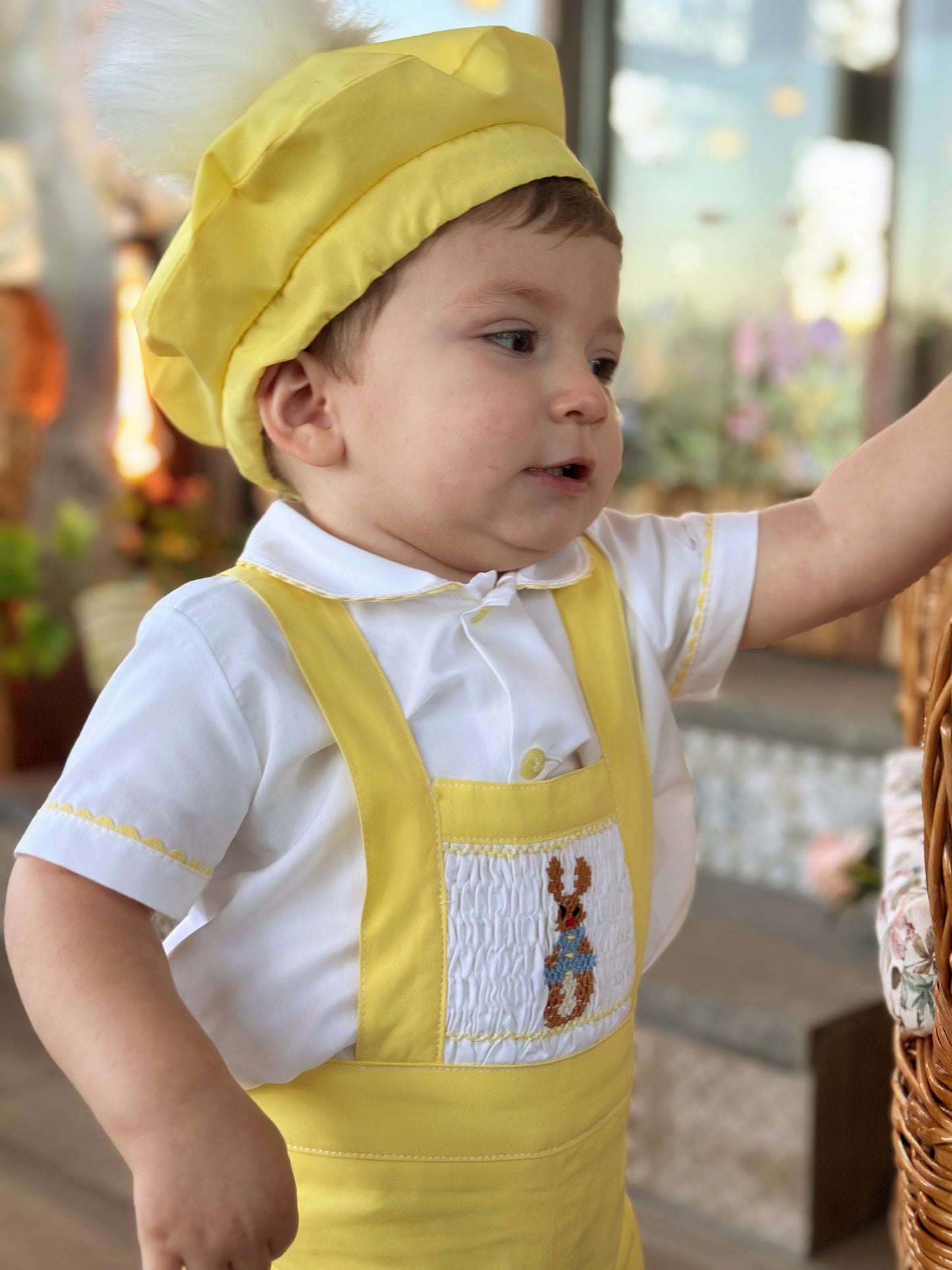 Boys Yellow Bunny Handmade Shirt & H-Bar Set - (Made To Order)