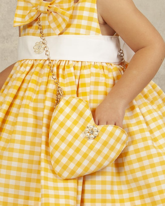 Sonata Yellow Gingham Heart Handbag - (Made to order)