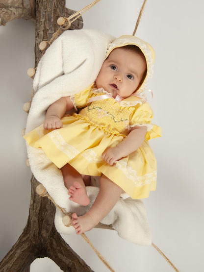 Sonata Yellow Heart Smocked Dress - (Made to order)