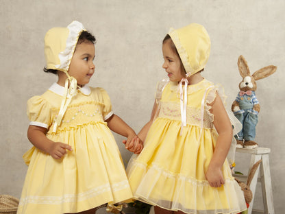 Sonata Yellow & Pink Organiza Smocked Dress (Made to order)