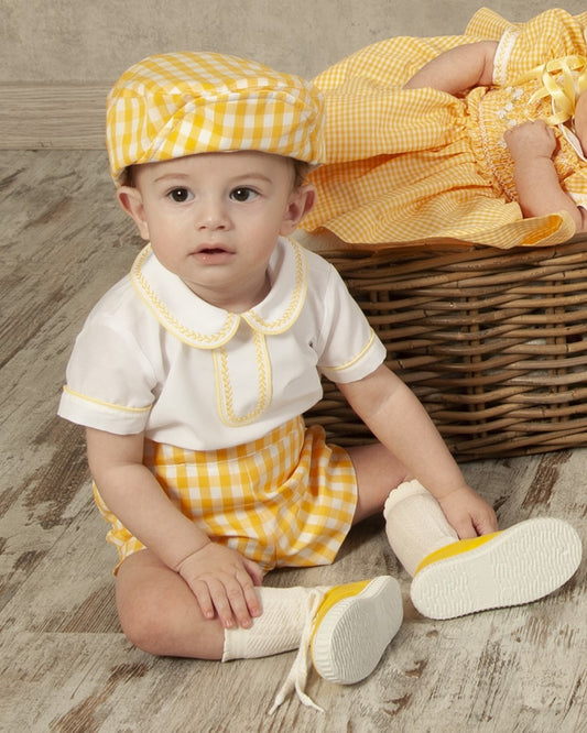 Sonata Boys Shirt Yellow Gingham Set (Made to order)