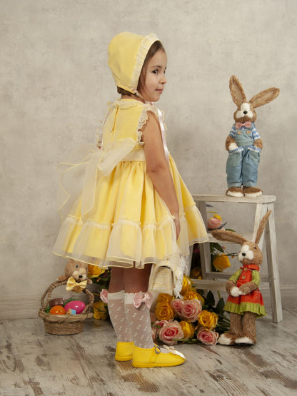 Sonata Yellow & Pink Organiza Smocked Dress (Made to order)