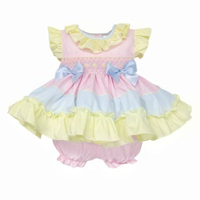 Baby girls rainbow smocked dress & bloomers