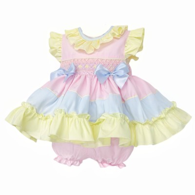 Baby girls rainbow smocked dress & bloomers