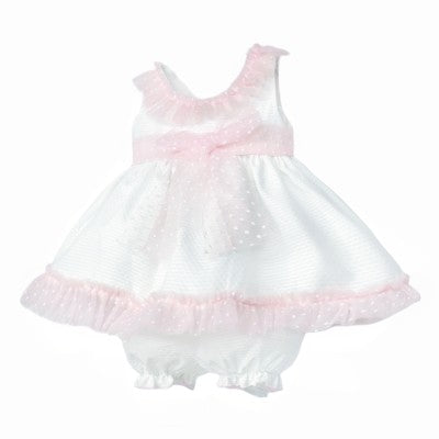 Baby girls white & pink tulle dress & bloomers