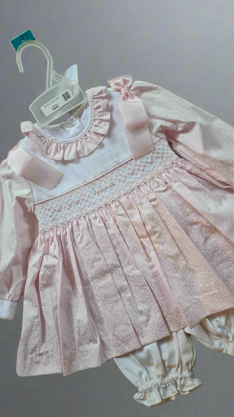 Girls Ditsy Smocked Dress Set