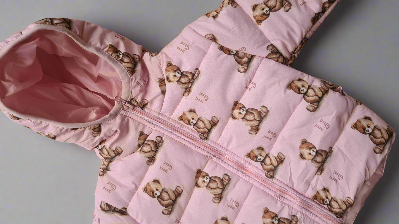 Girls Pink Teddy Bear Coat