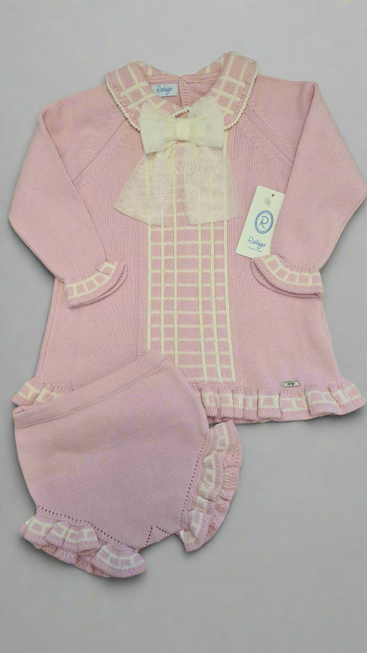 Rahigo Baby Girls Pink Knitted A-Line Dress Set AW24