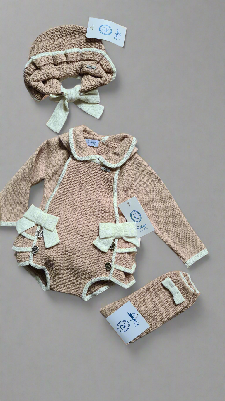 Girls Knitted Romper, Jumper & Bonnet - Rahigo AW24