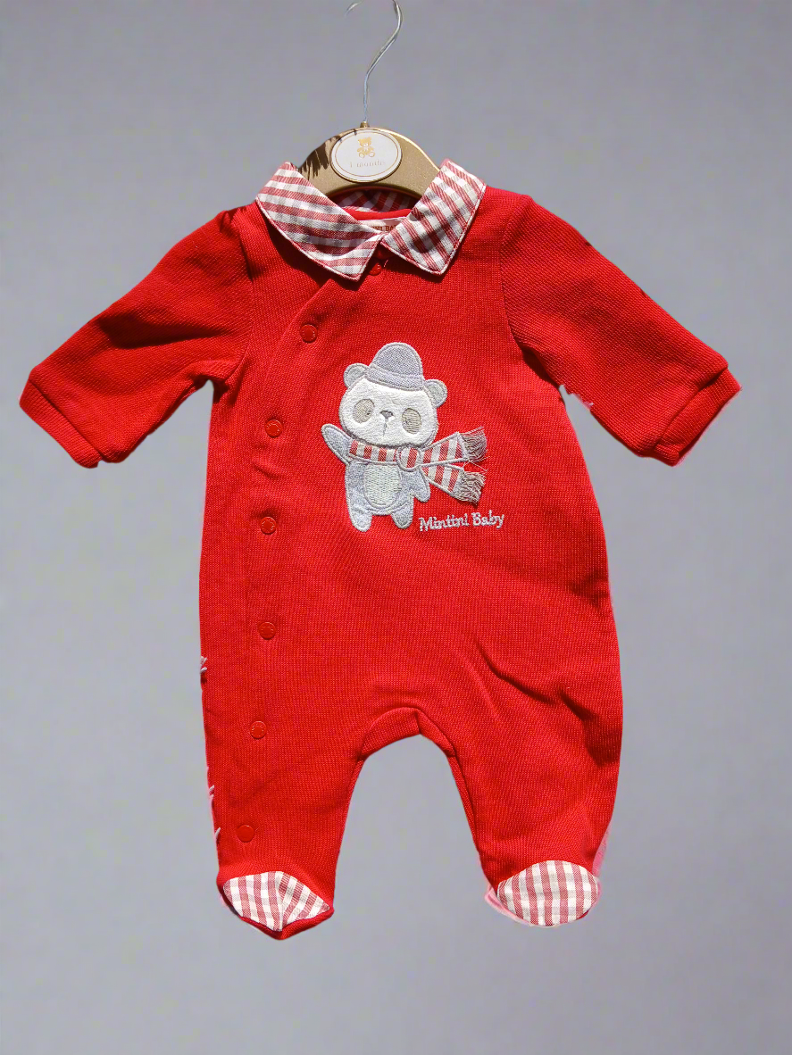 Boys Red Bear Babygrow