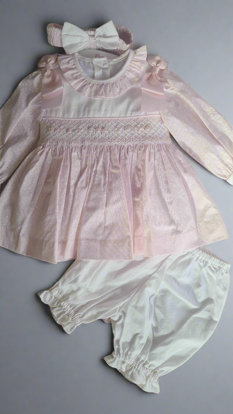 Girls Ditsy Smocked Dress Set