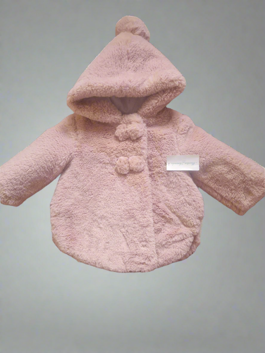 Martin Aranda Baby Girls Pink Soft Pom Hood Coat