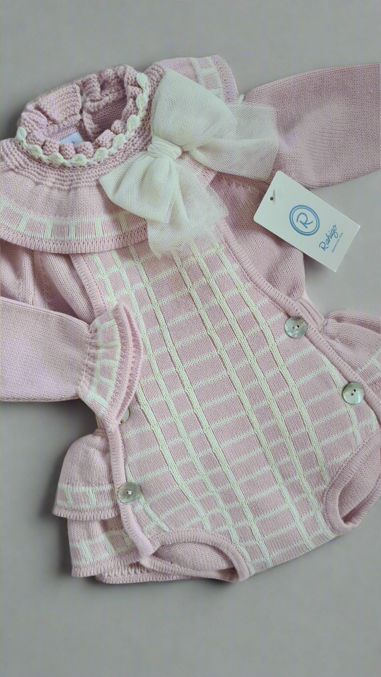 Rahigo Baby Girls Pink Knitted Romper & Jumper Set AW24