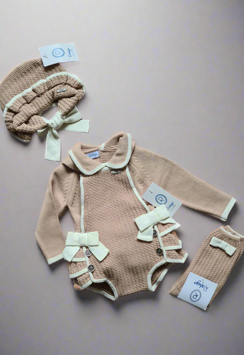 Girls Knitted Romper, Jumper & Bonnet - Rahigo AW24