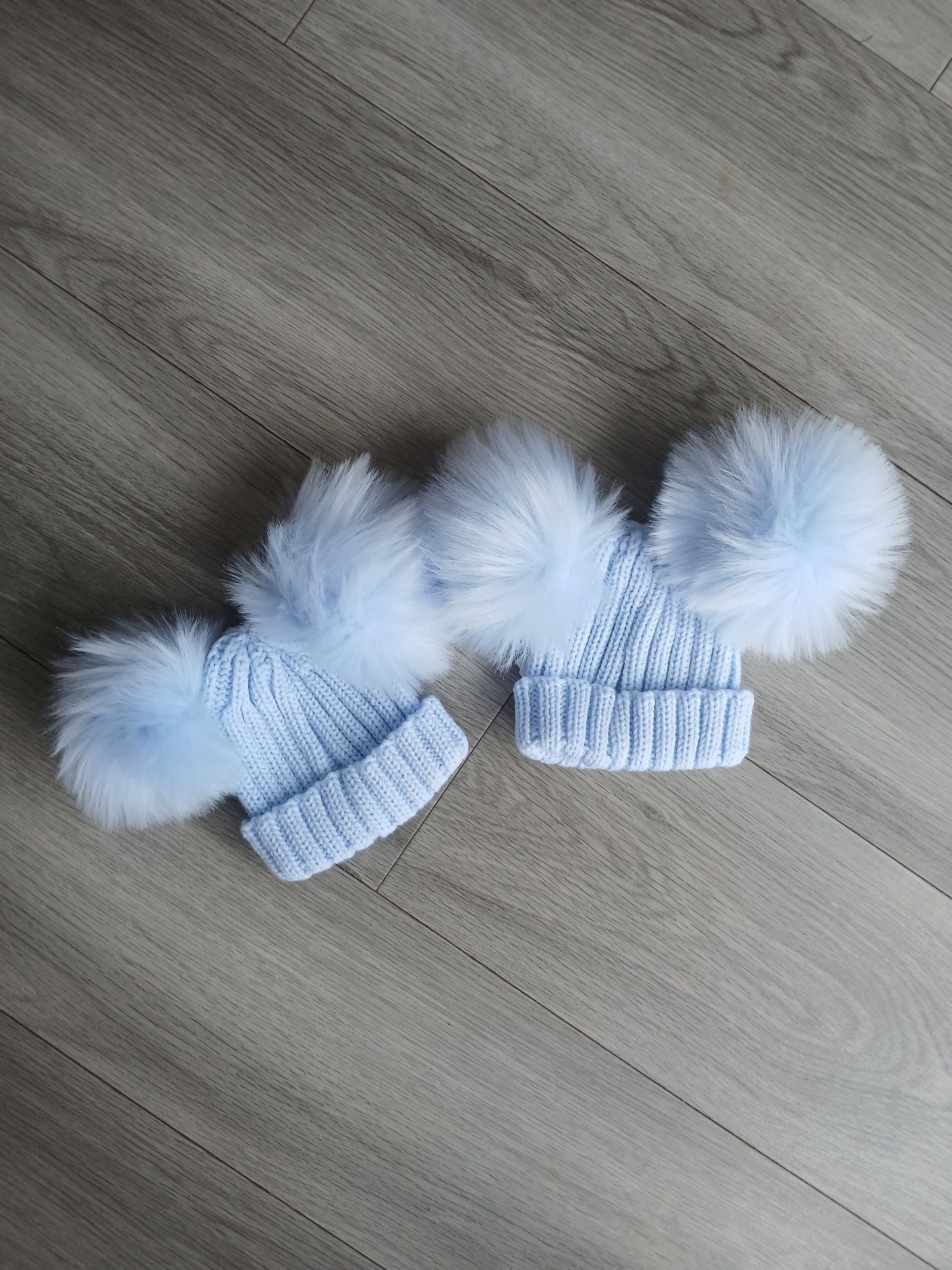 Double Blue Pom Hat