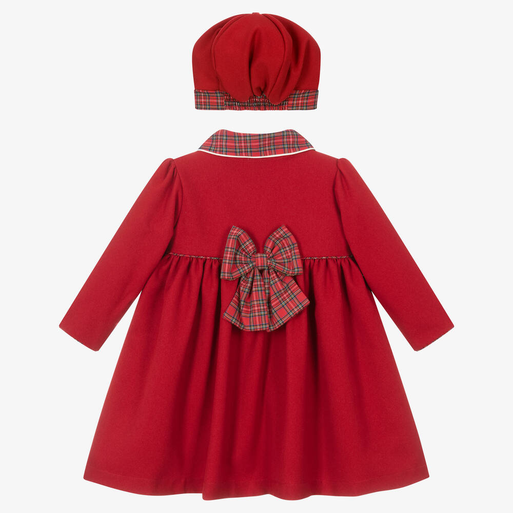 Girls Tartan Smocked Coat & Hat Set