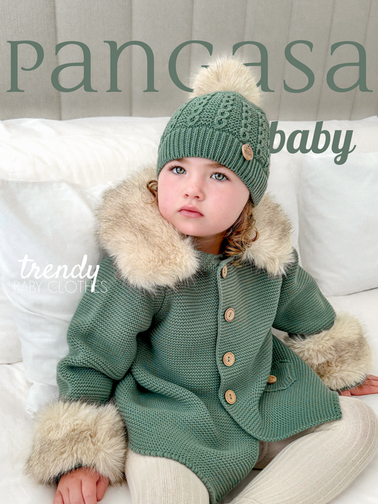 Pangasa Luxury Elm Green & Marble Fur Jacket - Preorder