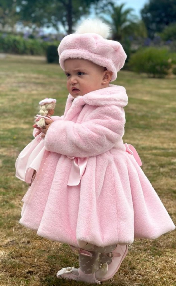 Pink Soft Fur Girls Handmade Sonata Coat Made To Order