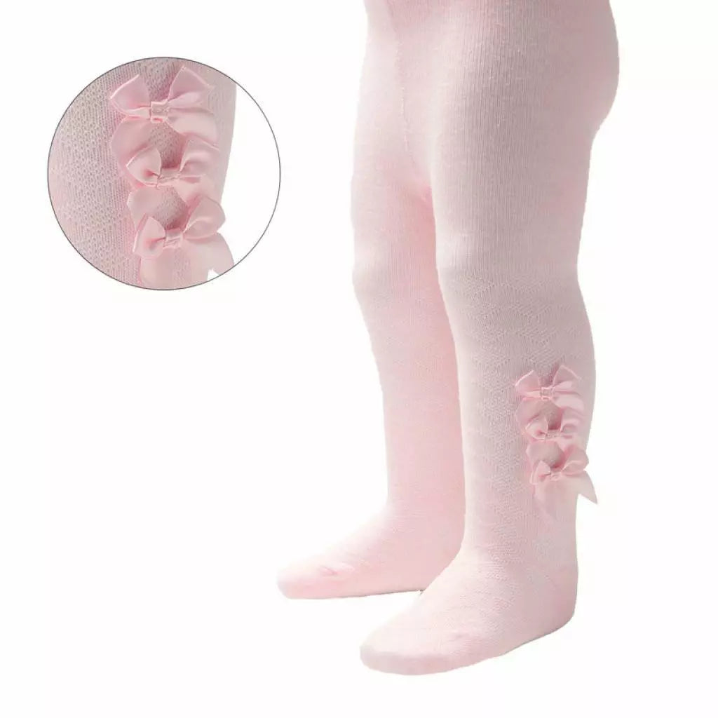 Baby Girls Red Three Bow Tights