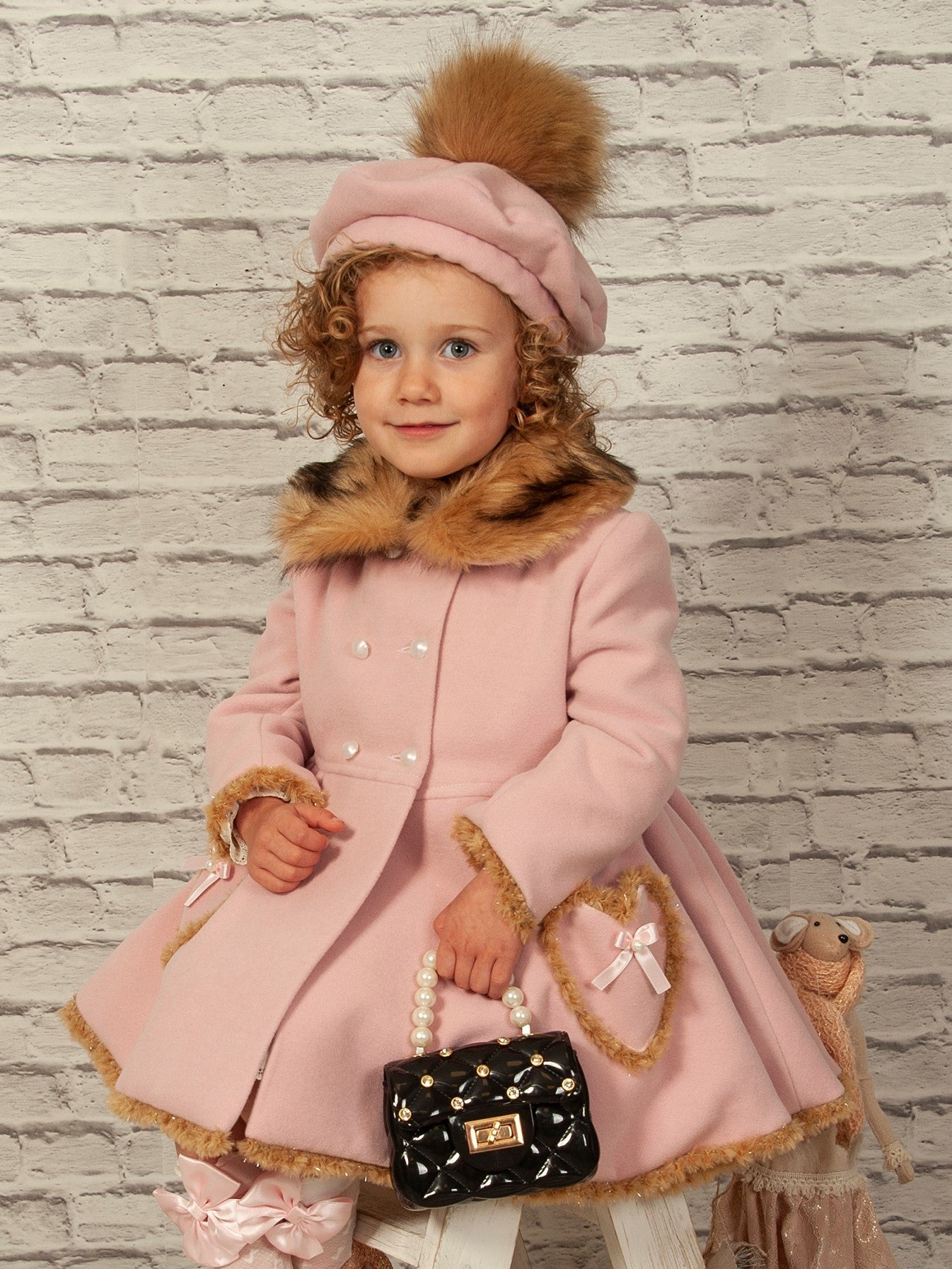 Sonata Girls Pink Heart Pocket Coat in stock 7years