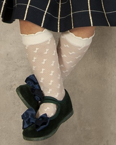 Handmade School Shoes with Navy bow