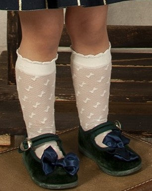 Handmade School Shoes with Navy bow